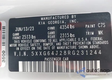 2024 Kia K5 Gt-Line из США, поврежденный, VIN 5XXG64J28RG231244